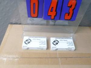 lot 43 image: 2 boxes of 223 ammo. As shown.