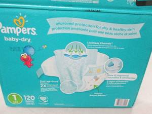 case of 120 pampers baby dry size 1...