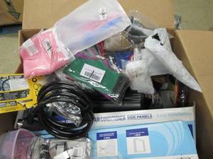 box of , headbands, cups, window ai...