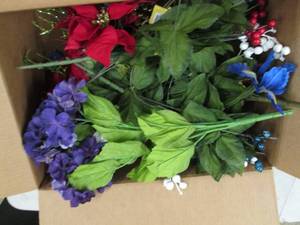 box with fake flowers ...