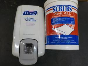 Hand Sanitizer Dispenser and Scrubs...