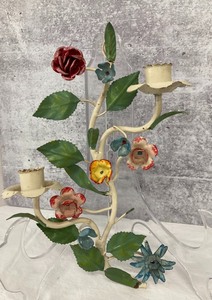 lot 168 image: Cardinal Candy Dish and Iron Flowered Candle Holder