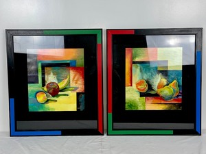 lot 33 image: Pair Stunning Ethan Allen Framed Contemporary Still Life Paintings