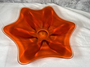 lot 40 image: Vintage Mid Century Orange Art Glass Platter