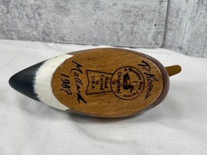lot 44 image: 1987 Wooden Bird Factory Original Hand Carved Mallard Duck- P. Korman