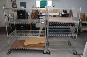 lot 20 image: 2 Metal Wire Rolling Shelves