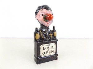 lot 1 image: Vintage Working BAR IS OPEN Red Nosed Drinker Ceramic Light