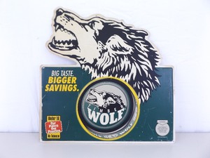 lot 11 image: Metal Litho Timber Wolf Chewing Tobacco Advertising Sign