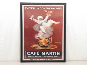 lot 14 image: Large Wood Framed and Glass Cafe Martin Advertising Wall Art