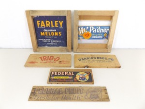 lot 15 image: Lot of Vintage Wood Crate&nbspProduce Advertising 