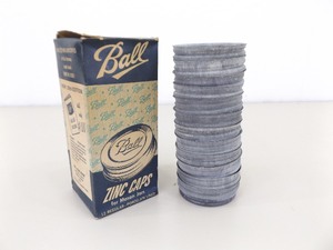 lot 19 image: Lot of 12 NOS Unused Ball Mason Porcelain Lined Zinc Caps in Original Box