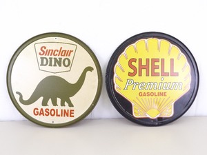 lot 35 image: 2 Metal Litho Gasoline Advertisement Signs