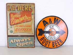 lot 36 image: 2 Metal Litho Restaurant Themed Signs
