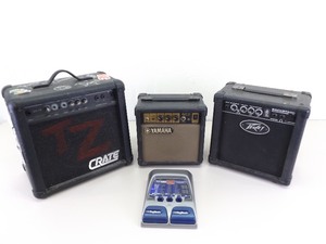 lot 40 image: 3 Electric Guitar Practice Amps and a Foot Pedal