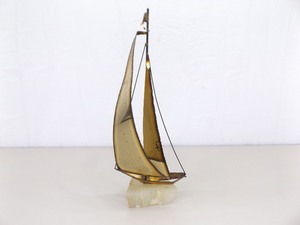 lot 47 image: Vintage Signed Curtis Jere Brass Sailboat Sculpture