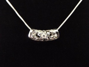 lot 56 image: .925 Sterling Silver Scrolled Rose Slide Pendant Necklace