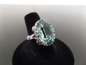 lot 59 image: .925 Sterling Silver Faceted Ocean Topaz Crystal Cocktail Ring Size 7.25