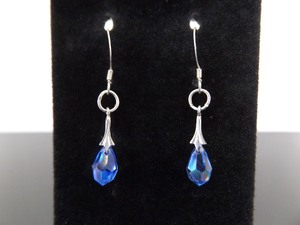 lot 64 image: .925 Sterling Silver Blue Aurora Borealis Dangle Hook Earrings