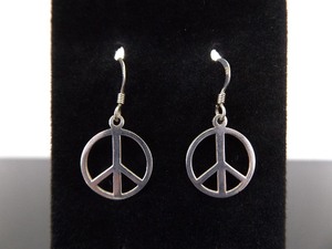 lot 65 image: .925 Sterling Silver Peace Dangle Hook Earrings
