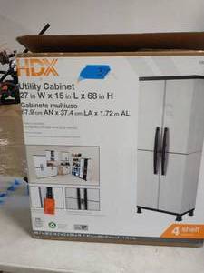 lot 3 image: HDX Plastic Freestanding Garage Cabinet in Gray (27 in. W x 68 in. H x 15 in. D)