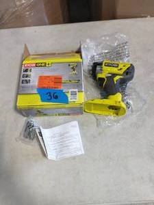 lot 36 image: RYOBI 18-Volt ONE Cordless Brushless 3-Speed 14 in. Hex Impact Driver (Tool Only) with Belt Clip