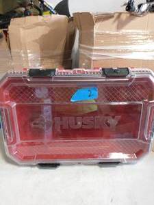 lot 2 image: HUSKY 20-Gal. Professional Duty Waterproof Storage Container with Hinged Lid in Red
