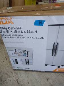 lot 19 image: HDX Plastic Freestanding Garage Cabinet in Gray (27 in. W x 68 in. H x 15 in. D)