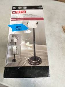 lot 52 image: DELTA Porter Telescoping Pivoting Free-Standing Toilet Paper Holder in Oil Rubbed Bronze