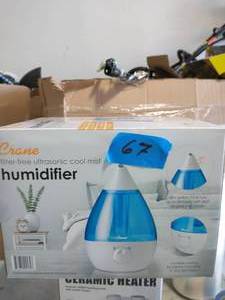 lot 67 image: CRANE 1 Gal. Drop Ultrasonic Cool Mist Humidifier for Medium to Large Rooms up to 500 sq. ft. - BlueWhite