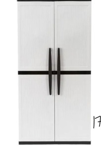 lot 17 image: HDX Plastic Freestanding Garage Cabinet in Gray (35 in. W x 71 in. H x 18 in. D)