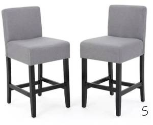 lot 5 image: NOBLE HOUSE Lopez 26 in. Light Grey Fabric Counter Stool (Set of 2)