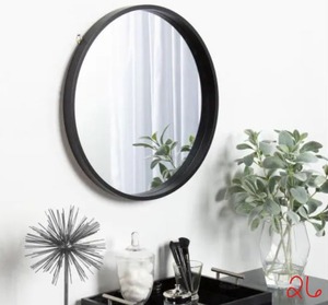 lot 26 image: Medium Round Black Contemporary Mirror (21.6 in. H x 21.6 in. W)