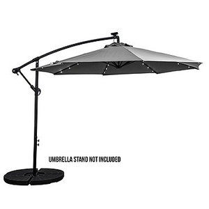lot 127 image: Sun-Ray 10 Offset Aluminum Solar Lighted Umbrella with Cross Base