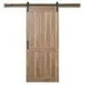 lot 146 image: 36 in. x 84 in. 2 Panel Plank Sandy Brown Interior Sliding Barn Door Slab with Hardware Kit by Masonite