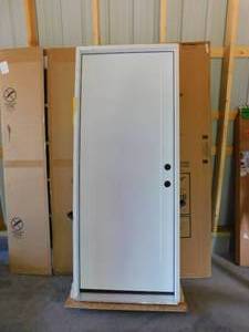 lot 141 image: 32 in. x 80 in. 1-Panel Craftsman Primed Steel Prehung Left-Hand Inswing Front Door by JELD-WEN