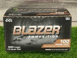 lot 54 image: 100 Rounds 9mm Ammo Ammunition 115gr