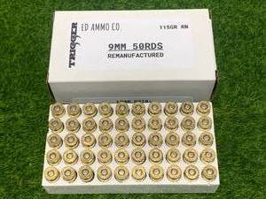 lot 62 image: 50 Rounds 9mm 115gr Remanufactured Ammo Ammunition
