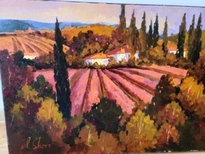 lot 23 image: Velvet Evening Oil On Canvas Painting by Irene Sheri