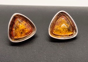 lot 93 image: Sterling Silver With Amber Bracelet and Earrings