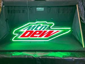 lot 11 image: Mountain Dew backlit plastic sign with neon border