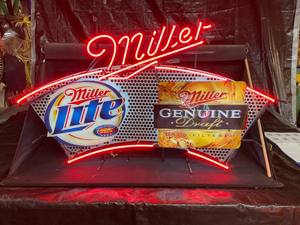 lot 43 image: Miller Lite, Miller Genuine Draft neon