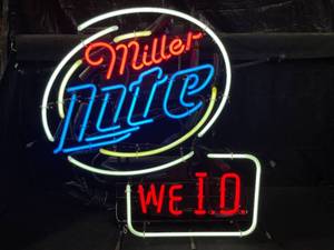 lot 75 image: Miller Lite, We I.D. neon