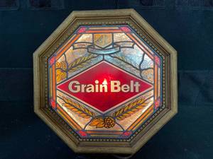 lot 82 image: Grain Belt Beer lighted sign, NOS New Old Stock