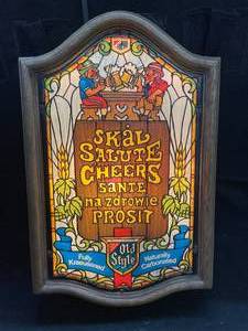 lot 87 image: Old Style Beer light up sign with faux stained glass