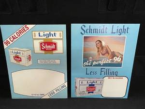 lot 112 image: Lot of 2 Schmidt Beer price signs