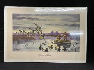 lot 108 image: Glueks Beer Ducks at Dawn print by Les Kouba