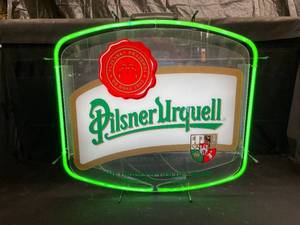 lot 34 image: Pilsner Urquell back lit plexi sign with neon border