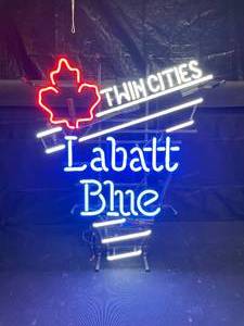 lot 42 image: Labatt Blue Twin Cities with maple leaf, neon