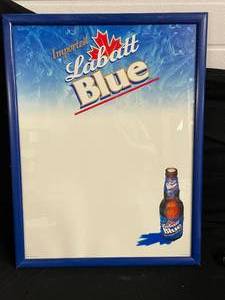 lot 194 image: Labatt Blue framed dry erase price  menu board