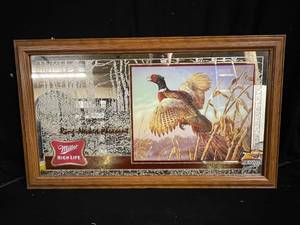 lot 198 image: Miller High Life Ring-Necked Pheasant mirror. NOS